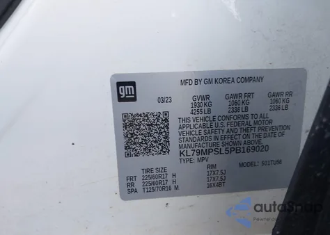 2023 Chevrolet Trailblazer Fwd Lt from USA, damaged, VIN KL79MPSL5PB169020